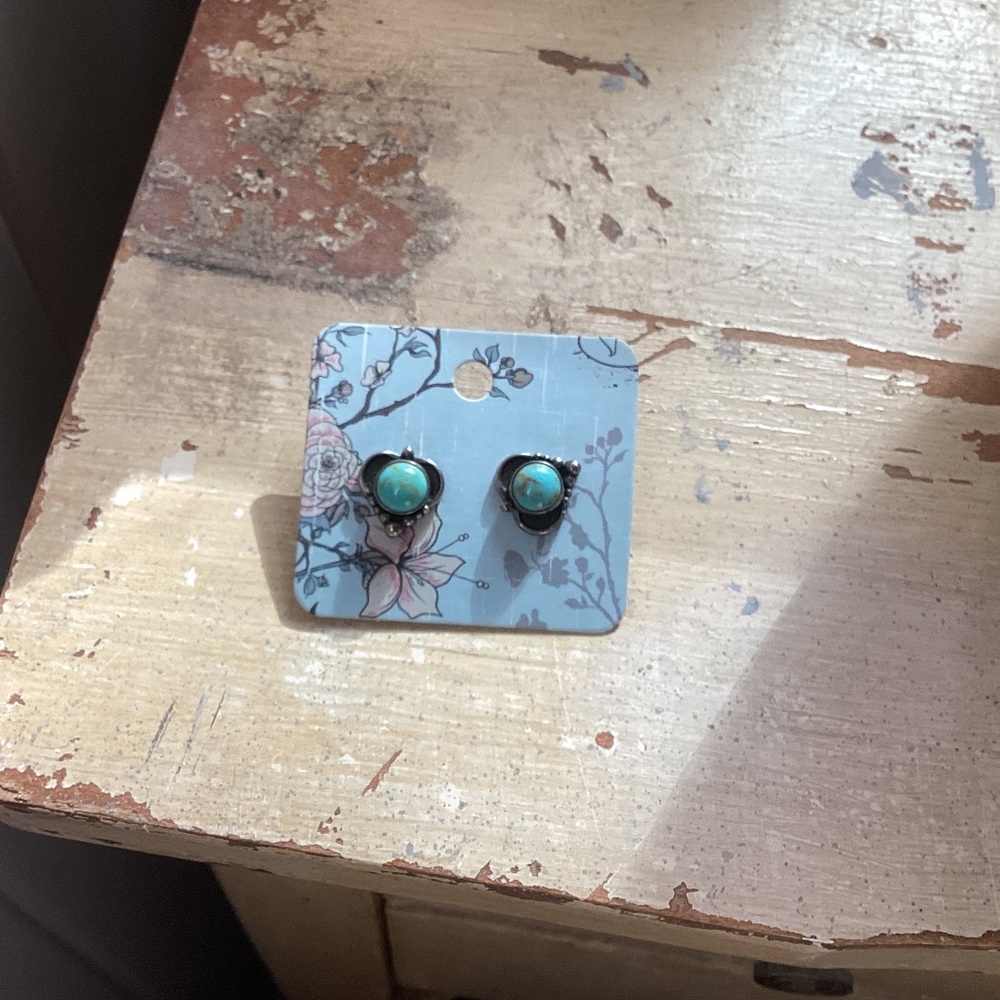 Sundance turquoise SILVER studs earrings